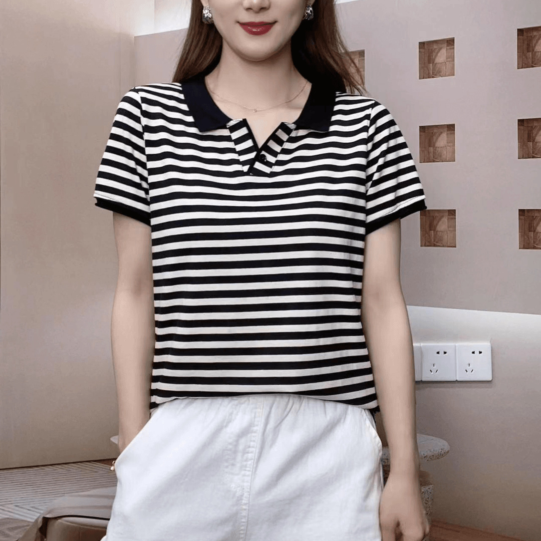 2024 New Style Chic Plus Size Casual Slimming Polo Top with Loose Fit and Summer Collar