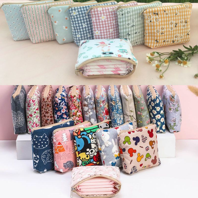 口红零钱化妆包卫生巾收纳包姨妈巾口罩驾驶证少女心小布包