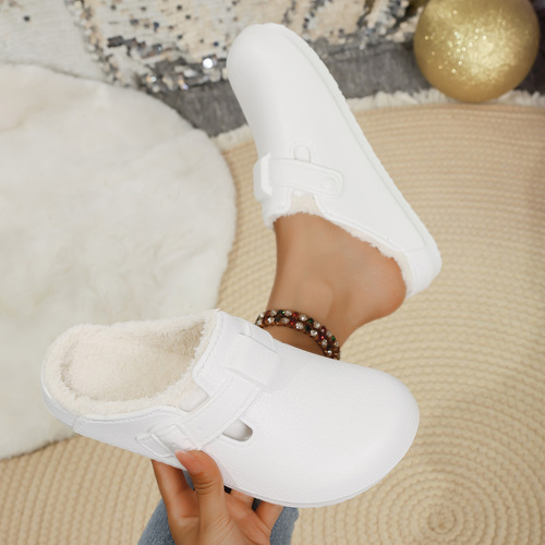 New winter warm cotton slippers with plush lining, men's thick soles, warm and cozy, Baren shoes, indoor large size, couple's home slippers