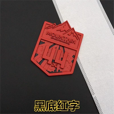 Modified Snow Mountain Car Stickers, Car logo - standard-paste-style-shield-shaped-snow-mountain-44-black-background-with-red-letters