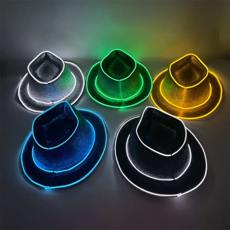LED luminoso esquinilla sombrero sombrero de jazz plástico rosa disfraz de Halloween carnaval espectáculo sombrero de fiesta accesorios