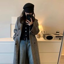 2025秋冬中长款过膝加绒加厚毛呢外套女感学生高个子呢子大衣