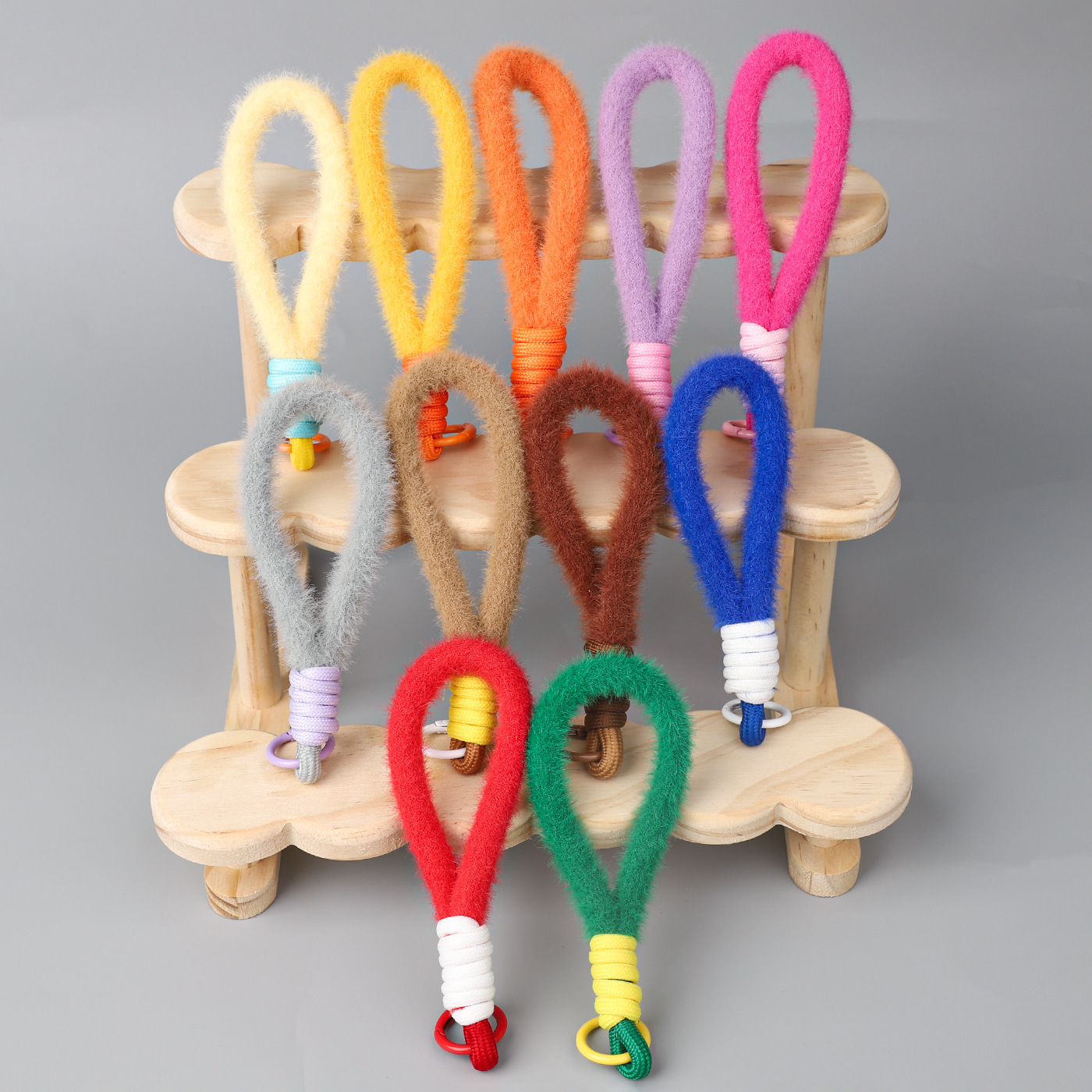 New Colorful Plush Lanyard Doll Pendant Short Rope Keychain Bag Phone Case Hanging Accessory Factory