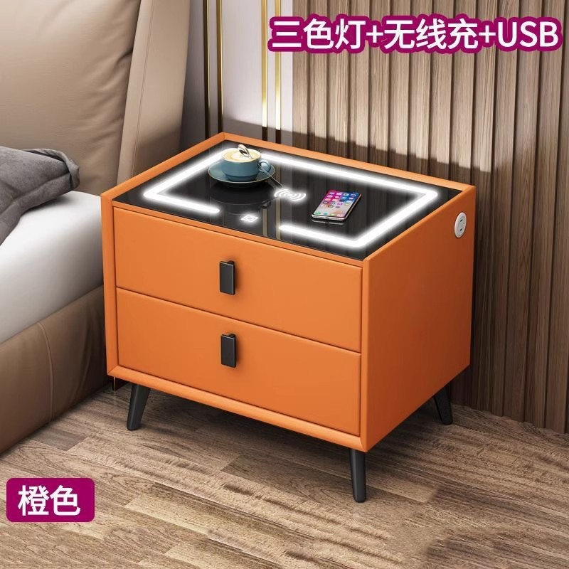 [오렌지 2 서랍] 무선 충전기 + LED 3 색 빛 + USB