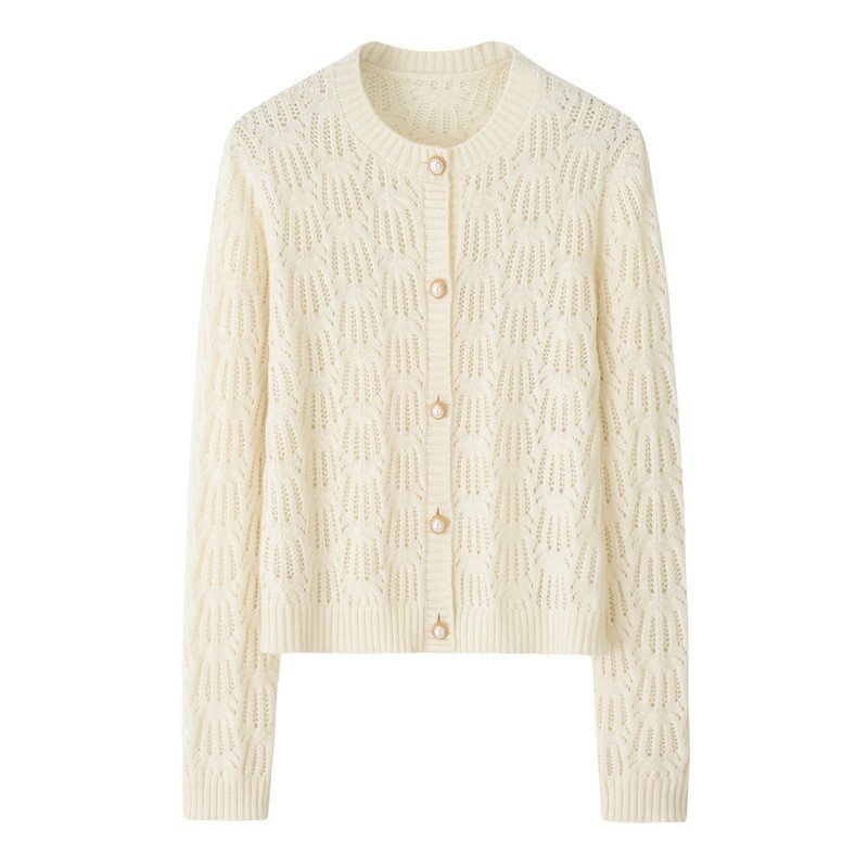 羊绒衫女新款短款长袖针织开衫圆领单排扣外套毛衣包邮2024新款