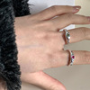 Retro design zirconium, ring with stone, trend adjustable jewelry