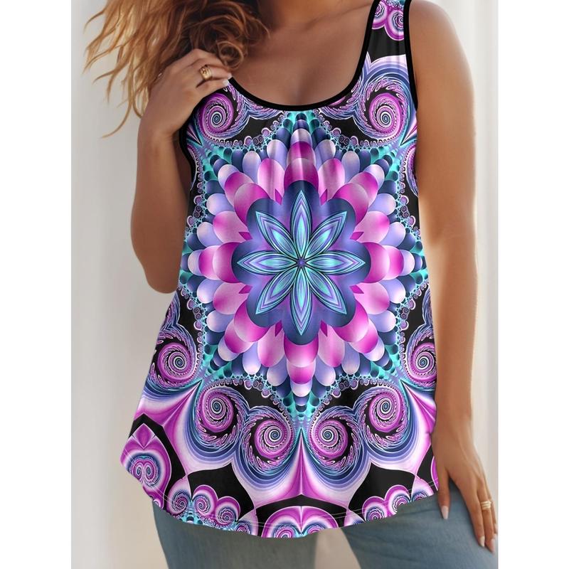 2025新款跨境代发大码女装夏季休闲瑜伽上衣，几何印花|ms