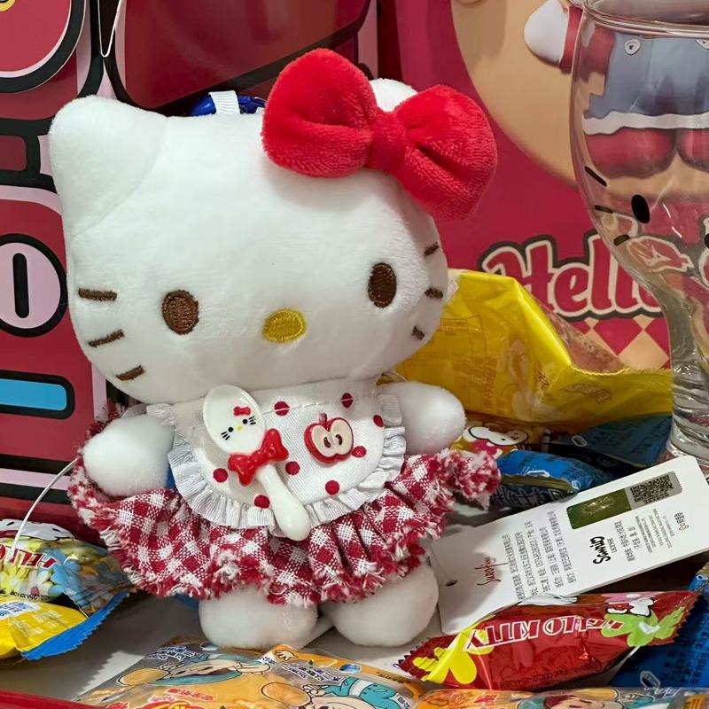 可爱kitty苹果围兜包包挂件毛绒公仔背包挂饰玩偶钥匙扣女生礼物|undefined