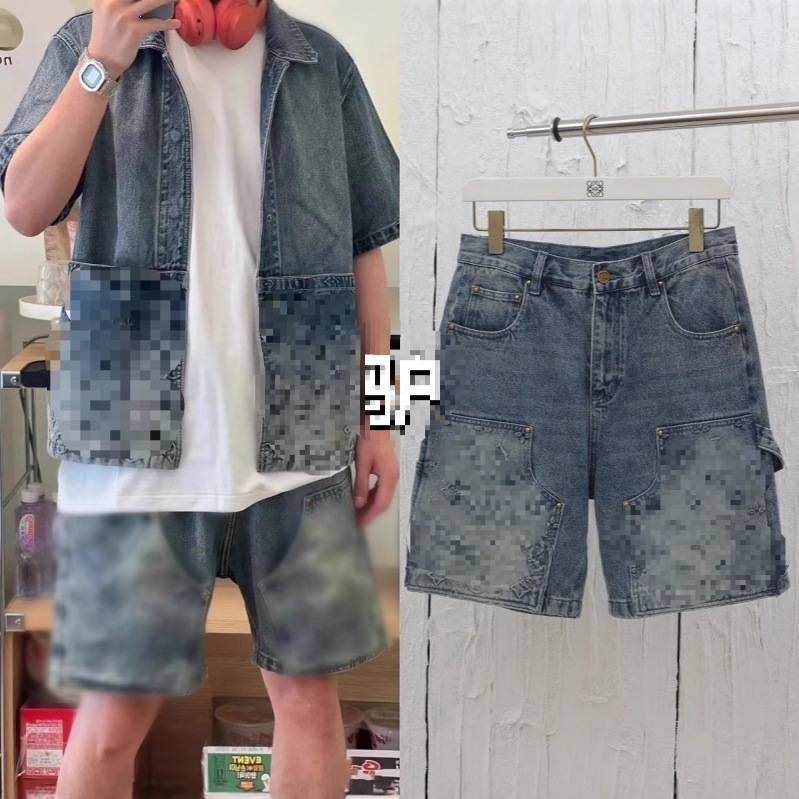 2026 Spring/Autumn Unisex New Classic Cargo Denim Shorts, European Street Style, Simple Jeans