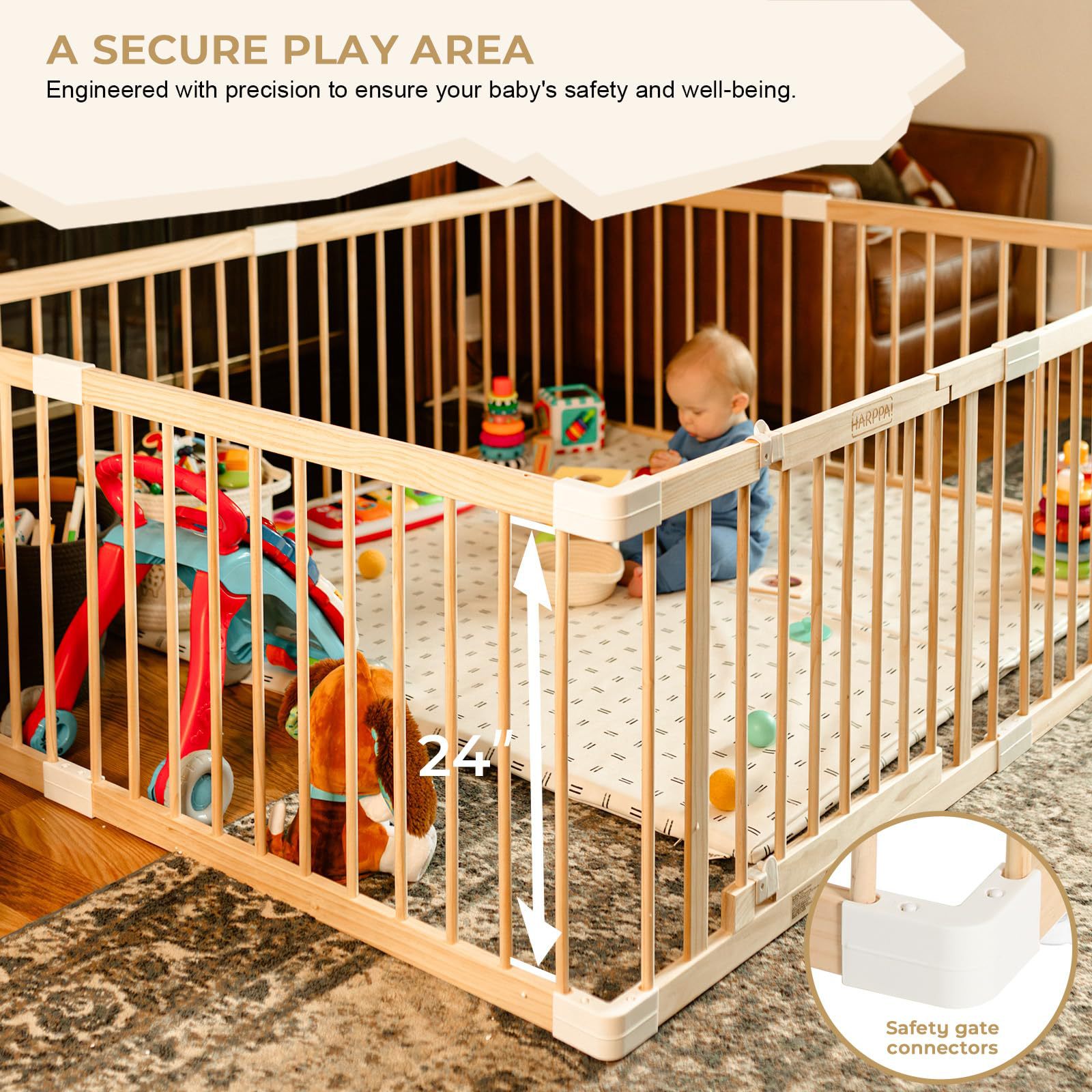 Household Solid Wood Baby Fence Children's Crawling Fence Indoor Baby Toddler Safety Above Ground Wooden Game Guardrail