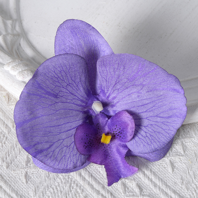 Película blanca Phalaenopsis flor cabeza pétalo simulación flor accesorios tocado horquilla diy flor decorativa de boda hecha a mano