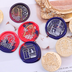 火漆印章銅頭復古黃銅歐式窗花圖案信封封口手賬裝飾火漆蠟印章頭