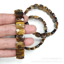 跨境天然半宝石切面手镯 紫水晶虎眼石男女手排长方块手串饰品