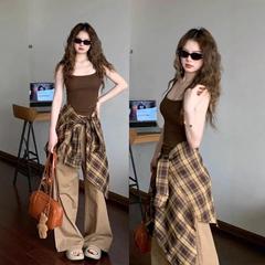 美式长袖设计感衬衫女春秋2025新款法式小众外搭叠穿宽松长袖上衣