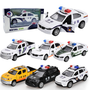 Boy simulation alloy car model children's electric police car ambulance fire truck alloy pull back car toy