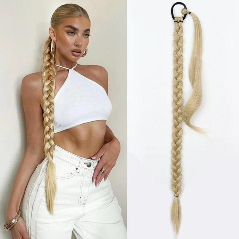 Fake Hair Ponytail for Women, Wrap-Around Style Hair Extensions, Trendy Synthetic Boxing Ponytail Hair Extensions
