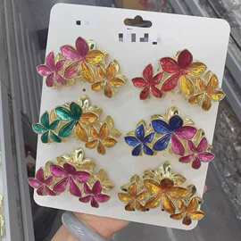 跨境亚马逊新品金属花朵抓夹中号发夹后脑勺盘发发饰高级鲨鱼夹