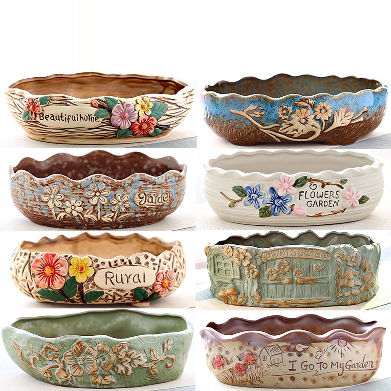 Succulent Flower Pot Ceramic Large Diameter Special Clearance Free Shipping Simple Set Combination Succulent Platter Large Stoneware Pot