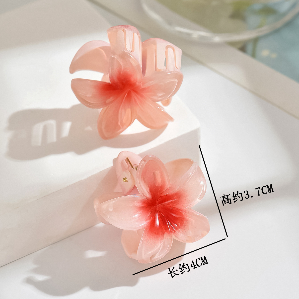 Galvanizado oro y plata huevo flor flor abrazadera de cabello color mediano agarrar abrazadera de cabello medio agarrar abrazadera de cabello de plástico 4cm