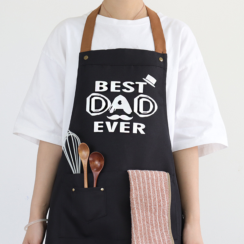 Delantal de poliéster explosivo transfronterizo logotipo personalizado cuello halter color de contraste jardinería ajustable restaurante mono delantal de cocina