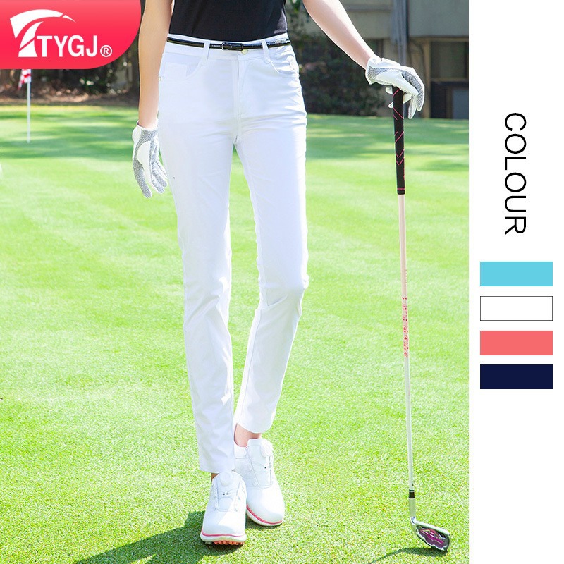 Ttygj Spring and Autumn Golf Clothing Women's Trousers Lightweight Mid-Waist Slim Multi-Color Sports Golf Wear Casual Pants