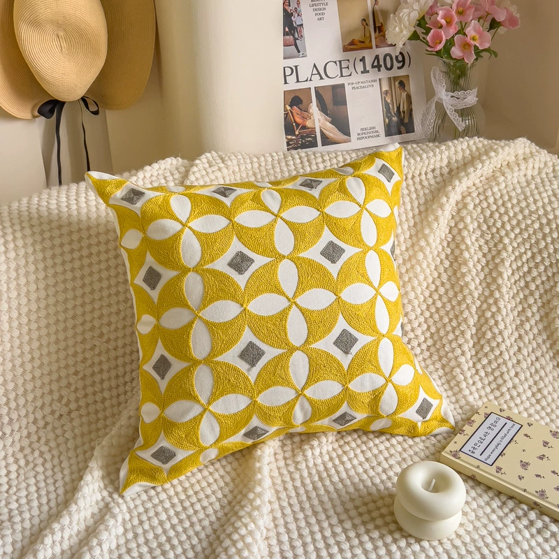 Towel, cloth for bed, tape, sofa, pillow, flowered, with embroidery