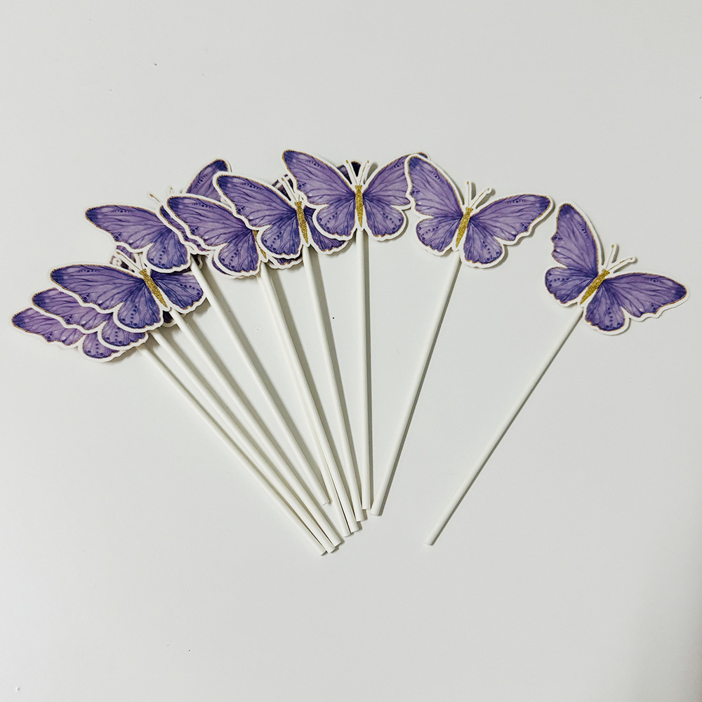 Lugar de fábrica al por mayor decoración creativa de pasteles de fiesta plug-in marca de mariposa con decoración de postres venta caliente transfronteriza