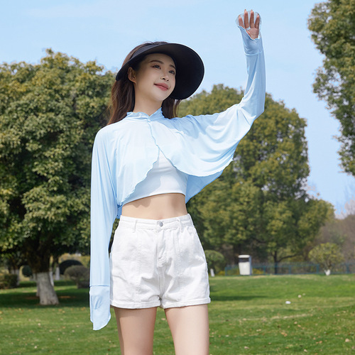 Women's Summer Open Neck Sun Protection Scarf, Thin Model, Sunshade, UV Protection, Cycling, Driving, Outdoor Long Sleeve Sun Shirt