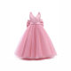 2025 New European and American Children's Wedding Dress Sleeveless Satin Mesh Girls' Birthday Dress for Performance