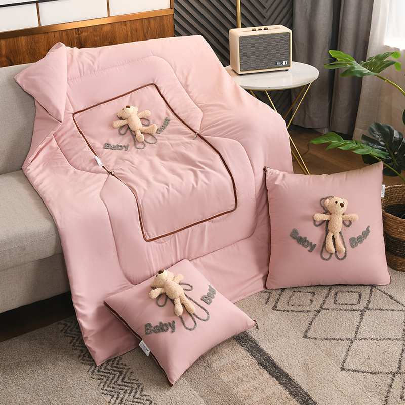 Three-dimensional Bear pillow quilt dual-purpose cartoon pillow doll Four Seasons universal pillow quilt factory direct cushion quilt