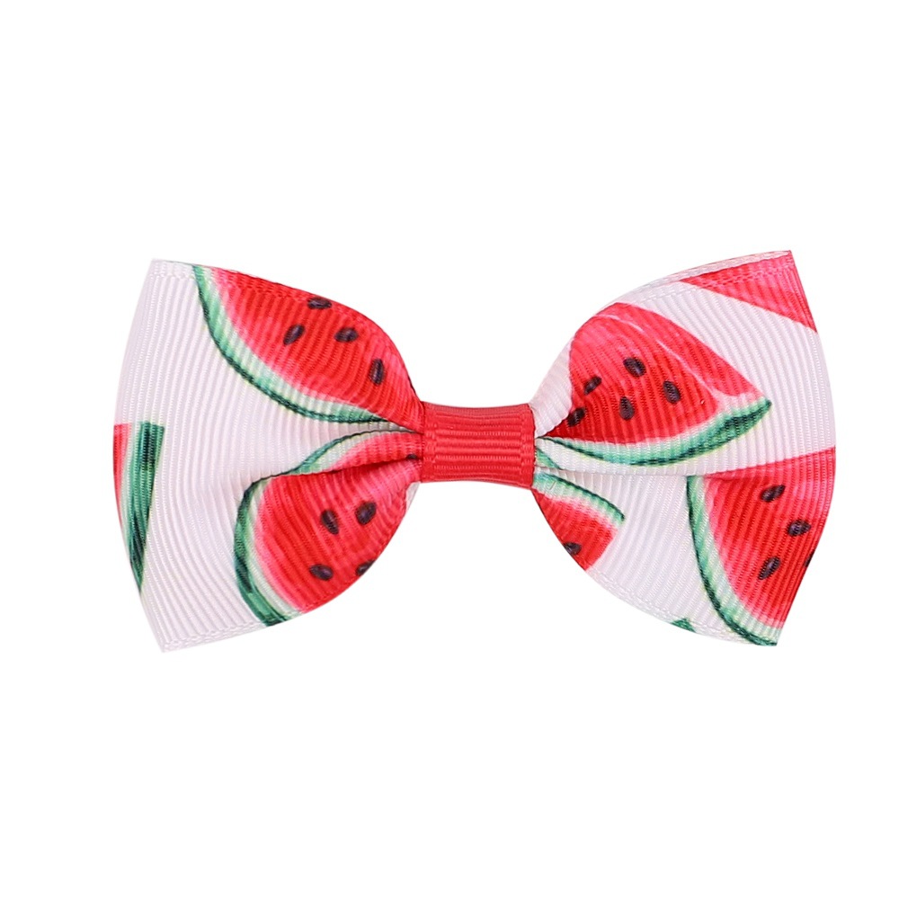 New Children's Hair Accessories Fun Fruit Bow Sweet Watermelon Broken Flower Duckbill Clip display picture 3