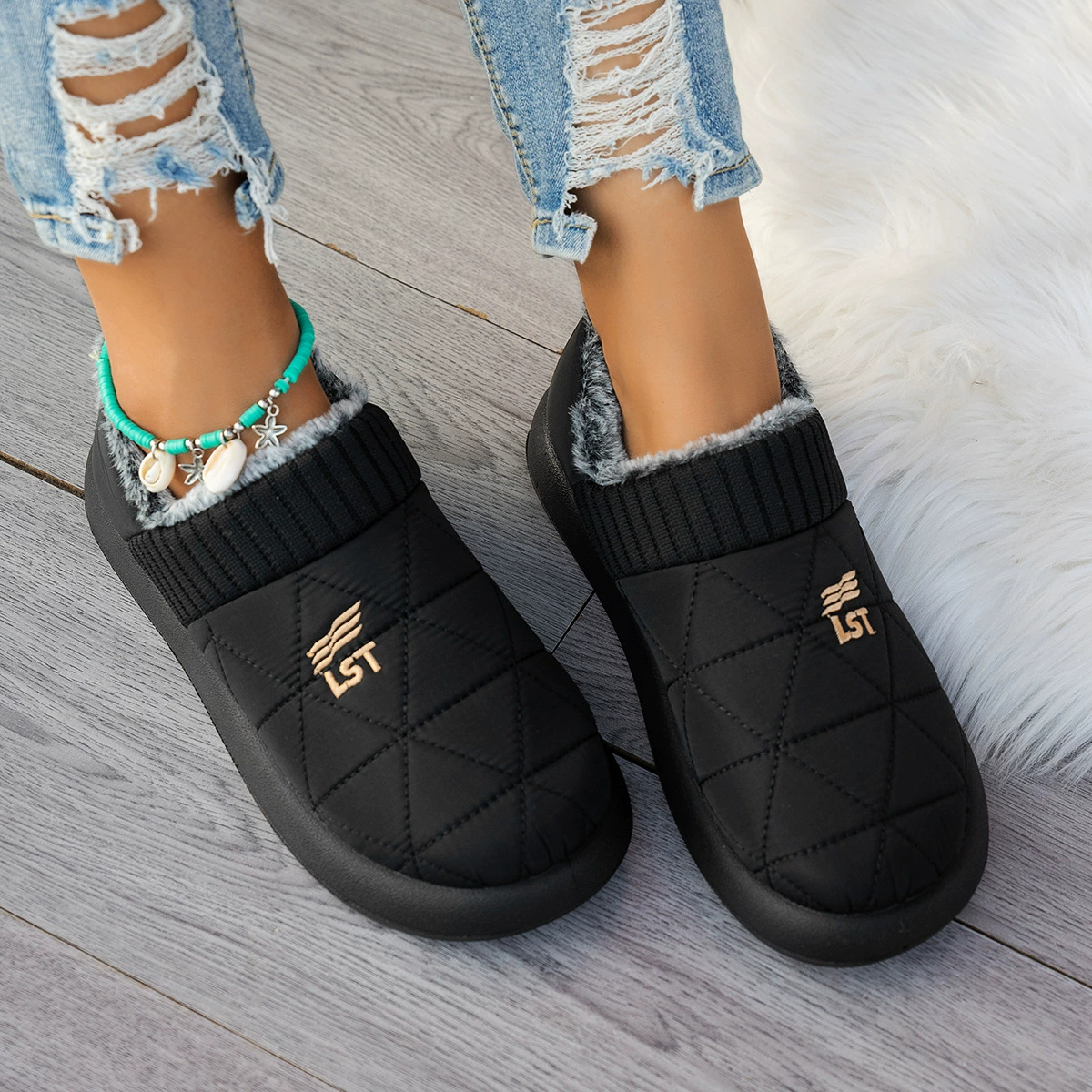 Зимняя женская бархатная утолщение теплая хлопчатобумажная обувь нескользящая водонепроницаемая маслостойкая удобная мама обувь для отдыха офиса внешняя торговля