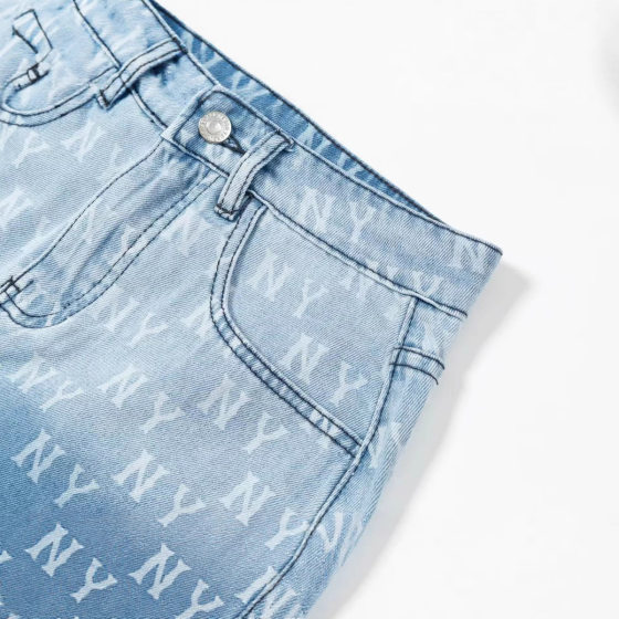 Summer New Mlb Denim Gradient All-Over Printed Skirt Women's Slim and Versatile Commuter Skirt Dropshipping