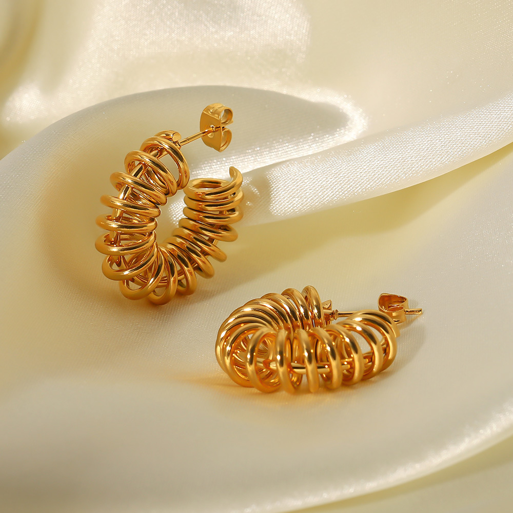 Fashion Geometric Stainless Steel Gold Plated Earrings 1 Pair