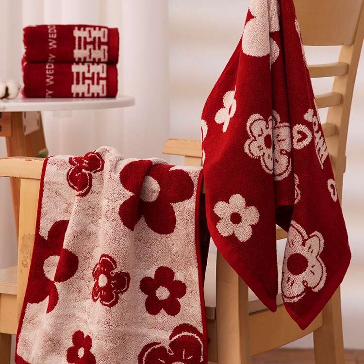 Towels for Wedding, a Pair of Internet Celebrities, Wedding Couple, Red Dowry, Double Happiness, Return Gift, Face Towel, Wedding Supplies