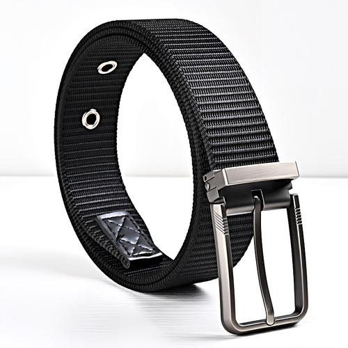 3.5cm Shearable Buttonholes Slim Waist Men's Nylon Casual Woven Cross-border Jeans Belt Alloy Thickened