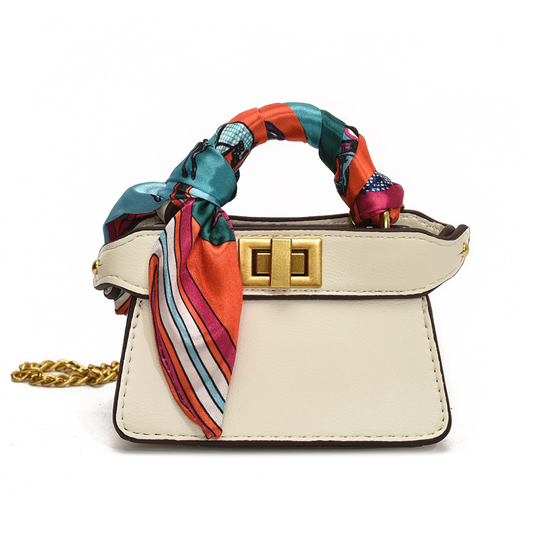 Cadena de moda bolso para niños estilo occidental mini cinturón bufanda de seda bolso de niña con cerradura de doble cara bolso de accesorios para niños y niñas