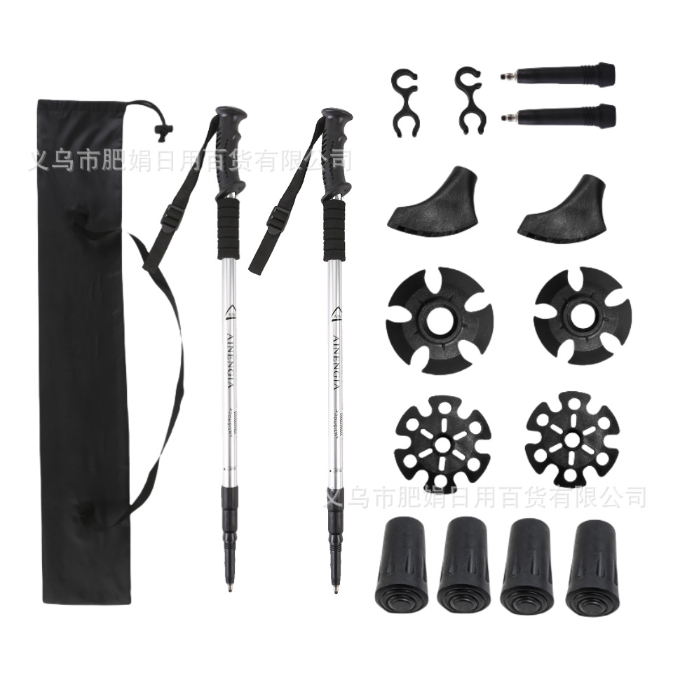 Amazon TEMU Aliexpress tres secciones de aleación de aluminio telescópico amortiguador bastón de escalada antideslizante image 8