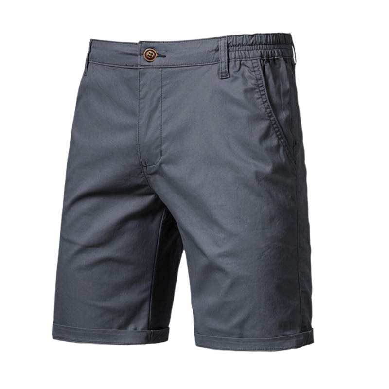 Casual Cotton Shorts For Men Five-point Straight Fit Solid Colour_voghion.com