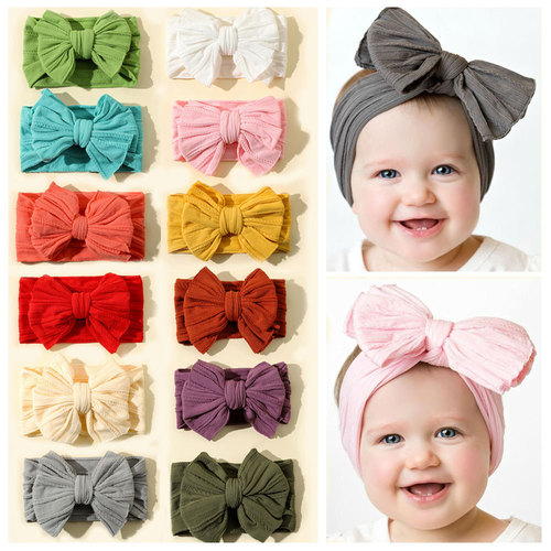 Baby headband, children's jacquard super elastic headband, baby nylon fabric bow hair accessories set