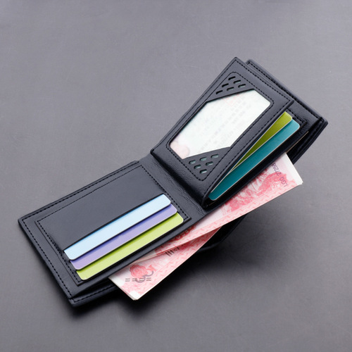 Wallet men's short European and American wallet men's multi-card slot card holder fashion solid color wallet horizontal style can hold driver's license