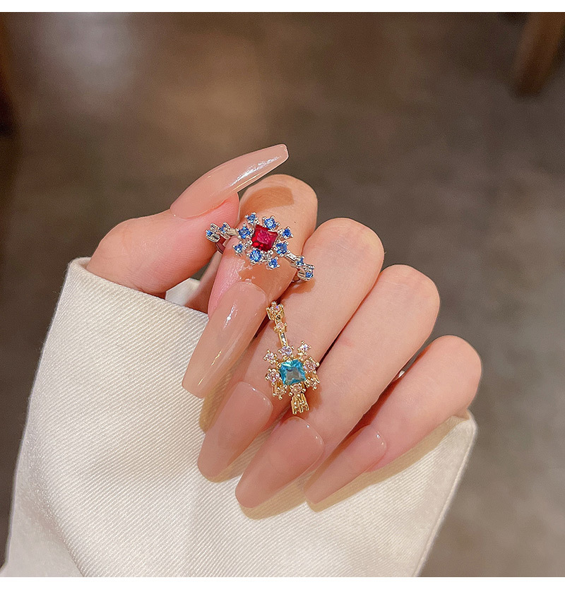 Basic Geometric Copper Plating Zircon Rings 1 Piece