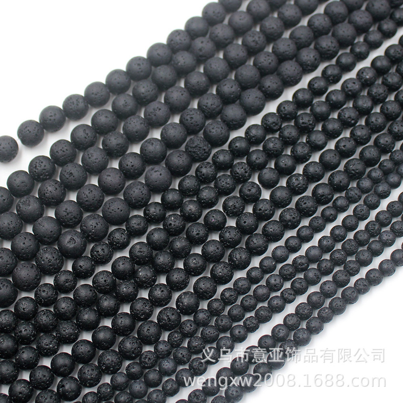 Volcanic Stone loose beads diy jewelry accessories black volcanic rock round beads semi-finished products lava stone beads wholesale