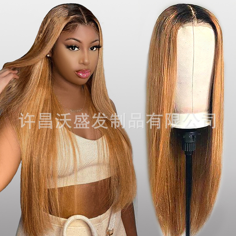 Factory hot selling full real human hair Wig head cover T1B BrownLace Frontal Wig front lace head cover
