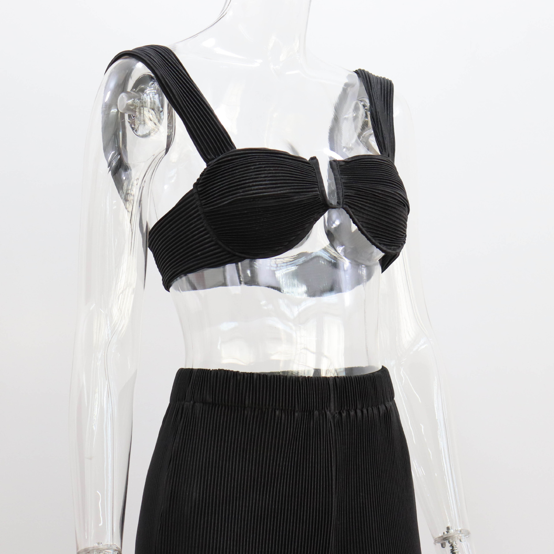 Traje de dos piezas para mujer, primavera y verano, con tirantes finos, espalda descubierta, informal, con pantalones rectos