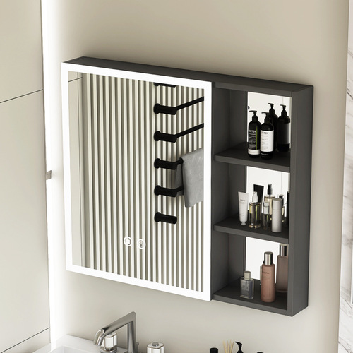 444Z wholesale thickened space aluminum smart bathroom mirror cabinet beauty storage rack bathroom wall-mounted vanity mirror