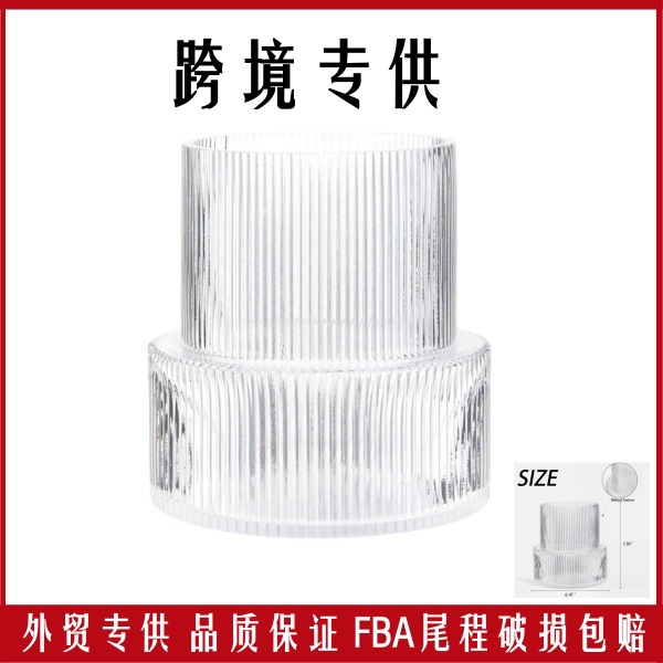 Amazon's Same Vase, Ribbed Transparent Glass Vase, Big Belly Transparent Vase, High-Looking Decorative Table Decoration