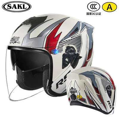 Motorcycle Helmet 3C Certified Class Motosiklet kaskı (dəbilqə) - adjustable-head-circumference-off-white-storm-flower
