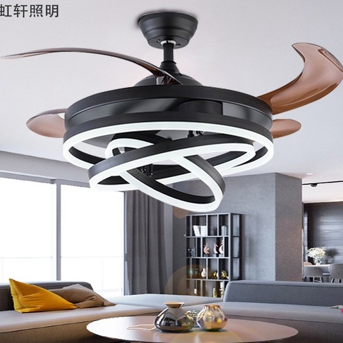 European simple invisible fan lamp light luxury Nordic led living room lamp bedroom restaurant ceiling fan ceiling lamp cross-border