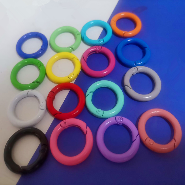 Colorful Painted Spring Ring Metal Opening Spring Buckle Portable Hanging Buckle Ring Buckle Anti-Lost Earphone Key Chain Accessories